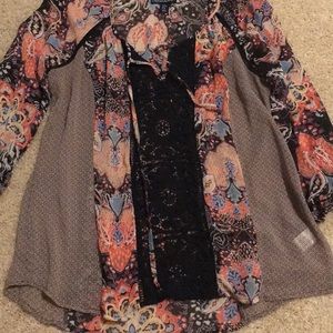 Cynthia Rowley printed top with lace detail